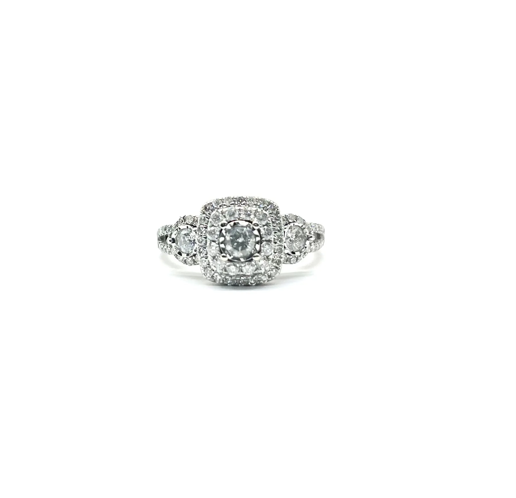 White Gold Diamond Cluster Halo Ring