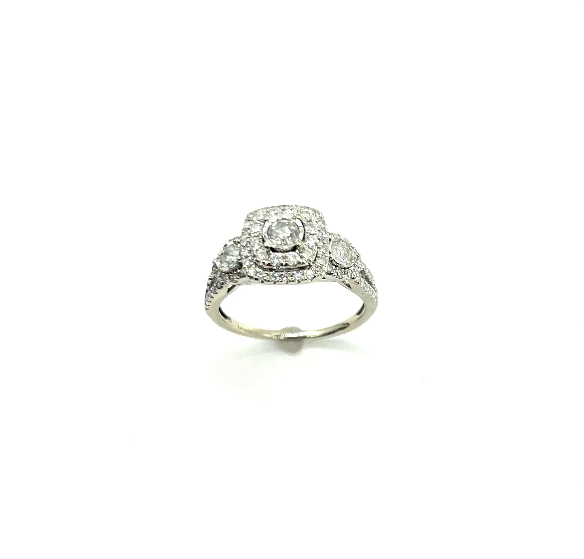 White Gold Diamond Cluster Halo Ring