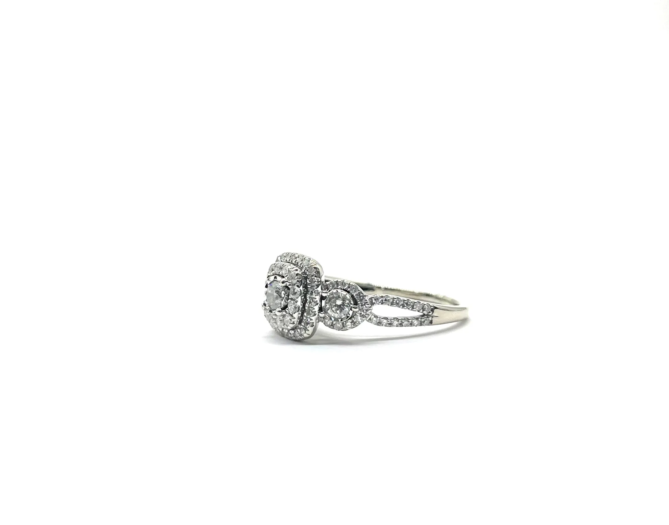 White Gold Diamond Cluster Halo Ring