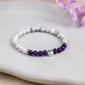 White Howlite and Amethyst Bracelet