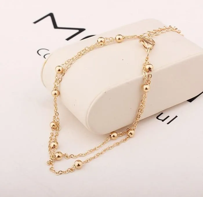 Women Fashion Footwear Jewelry Style Gold / Silver Two-color Chain Anklet