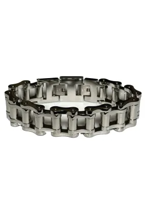 XL Chrome Double Bike Chain Stainless Steel Bracelet - Heavy Duty (Unisex)