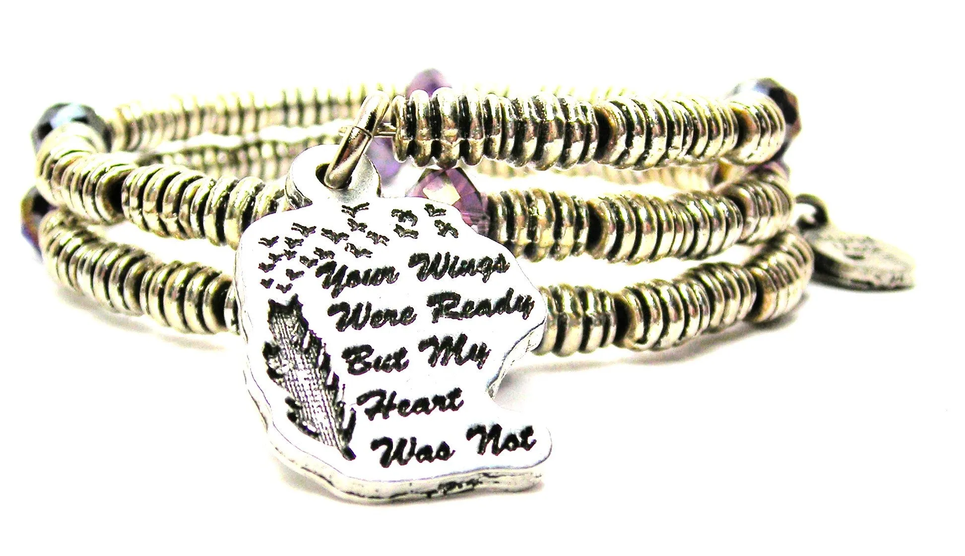 Your Wings Were Ready But My Heart Was Not Curly Coil Wrap Style Bangle Bracelet