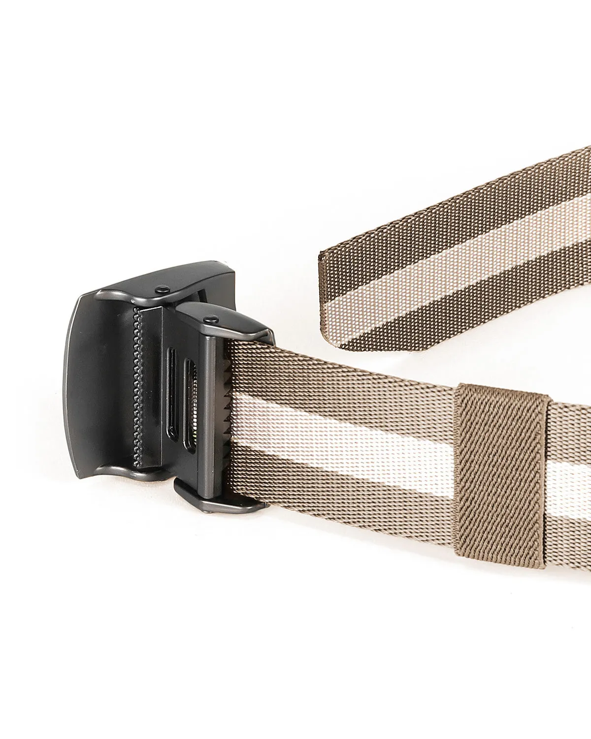 ZIMEGO Mens One Size Adjustable Strap Stripe Nylon Web Belt With Metal Buckle