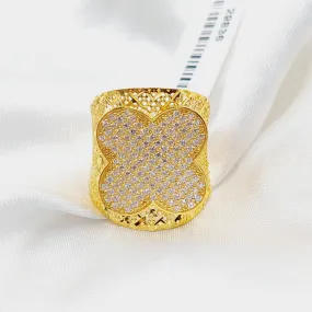 Zircon Studded Clover Ring